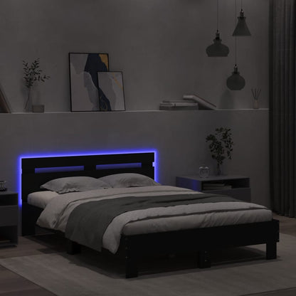Rám Postele S Čelem A Led Osvětlením Černý 120 X 190 Cm