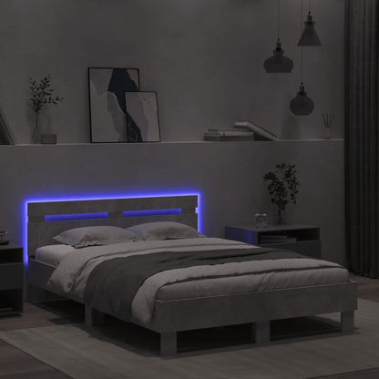 Rám Postele S Čelem A Led Osvětlením Betonově Šedý 120 X 190 Cm