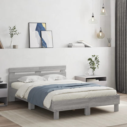 Rám Postele S Čelem A Led Osvětlením Šedý Sonoma 120 X 190 Cm