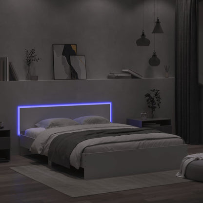 Rám Postele S Čelem A Led Osvětlením Bílý 160 X 200 Cm