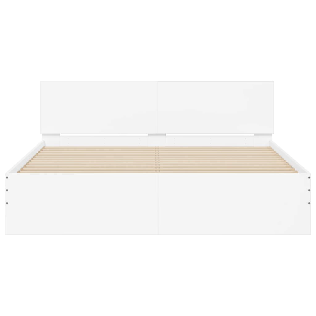 Rám Postele S Čelem A Led Osvětlením Bílý 160 X 200 Cm