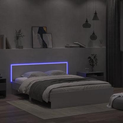 Rám Postele S Čelem A Led Osvětlením Bílý 150 X 200 Cm