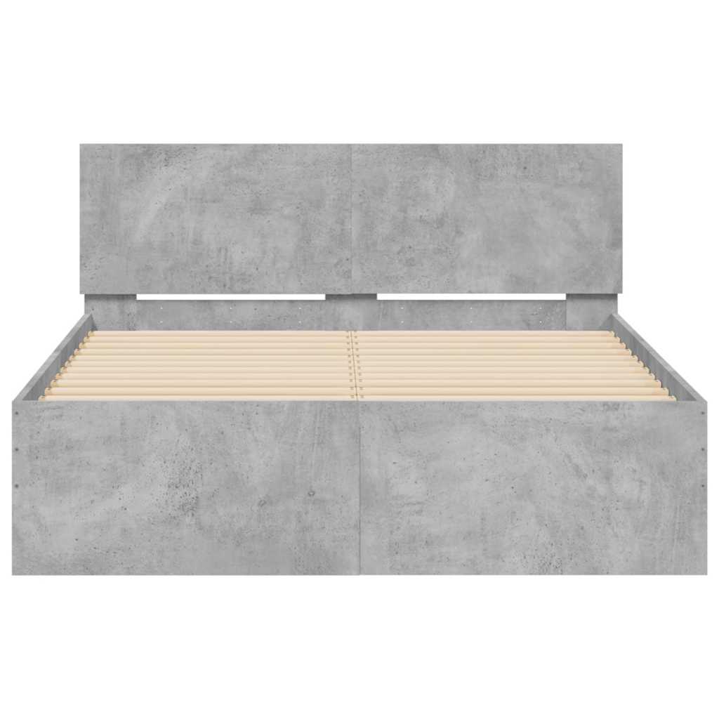 Rám Postele S Čelem A Led Osvětlením Betonově Šedý 140 X 200 Cm