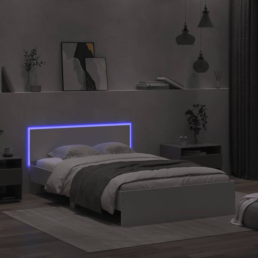 Rám Postele S Čelem A Led Osvětlením Bílý 120 X 200 Cm