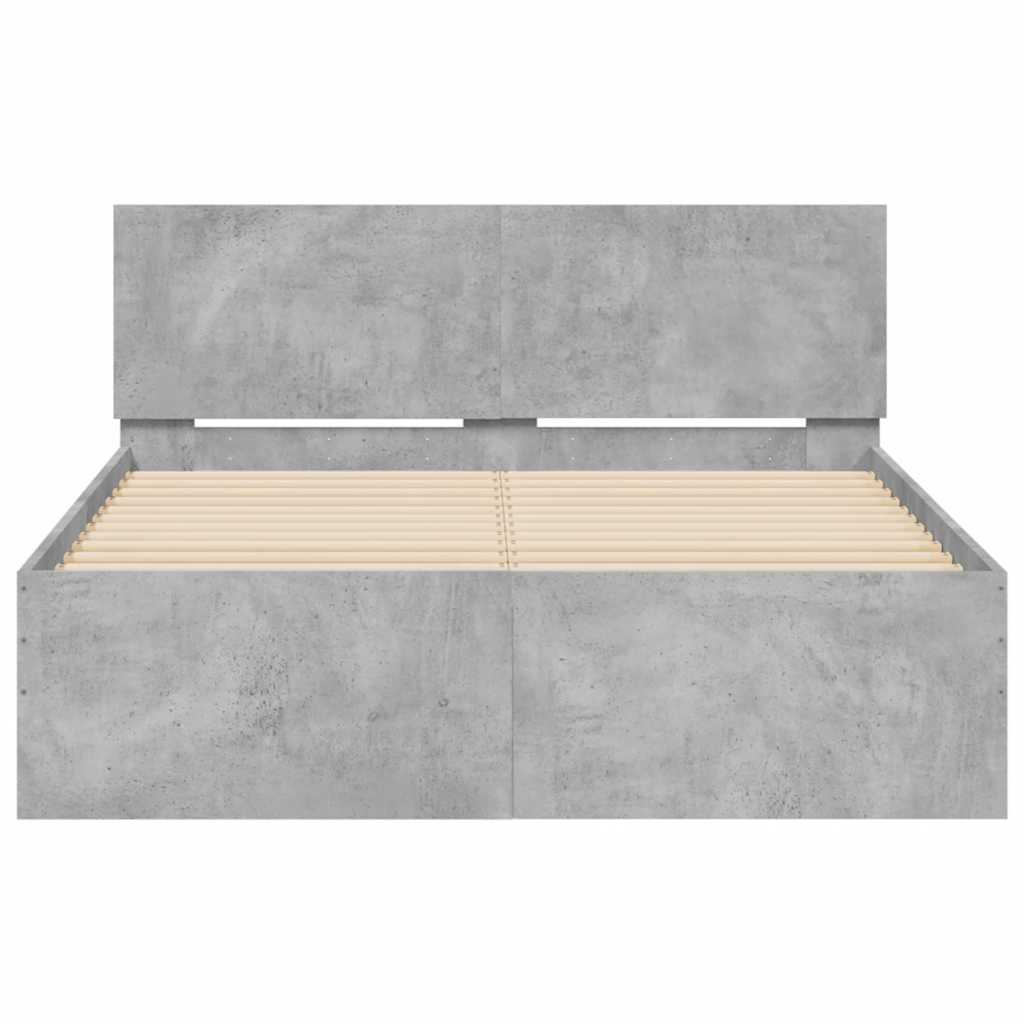 Rám Postele S Čelem A Led Osvětlením Betonově Šedý 120 X 200 Cm