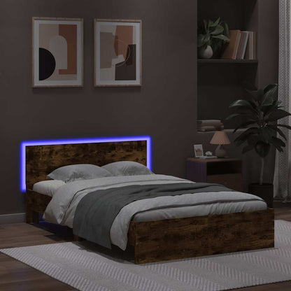 Rám Postele S Čelem A Led Osvětlením Kouřový Dub 120 X 200 Cm