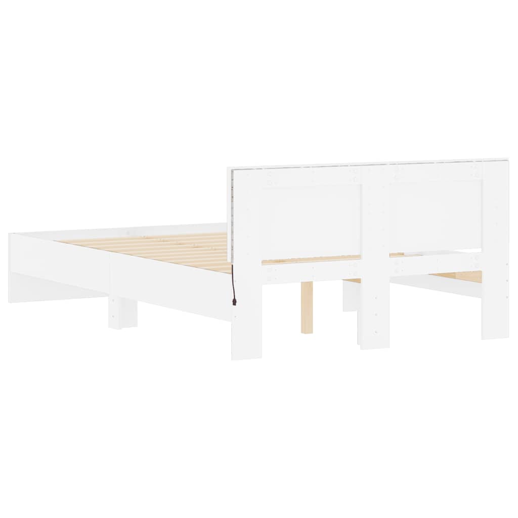 Rám Postele S Čelem A Led Osvětlením Bílý 140 X 190 Cm