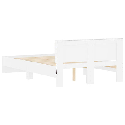 Rám Postele S Čelem A Led Osvětlením Bílý 140 X 190 Cm