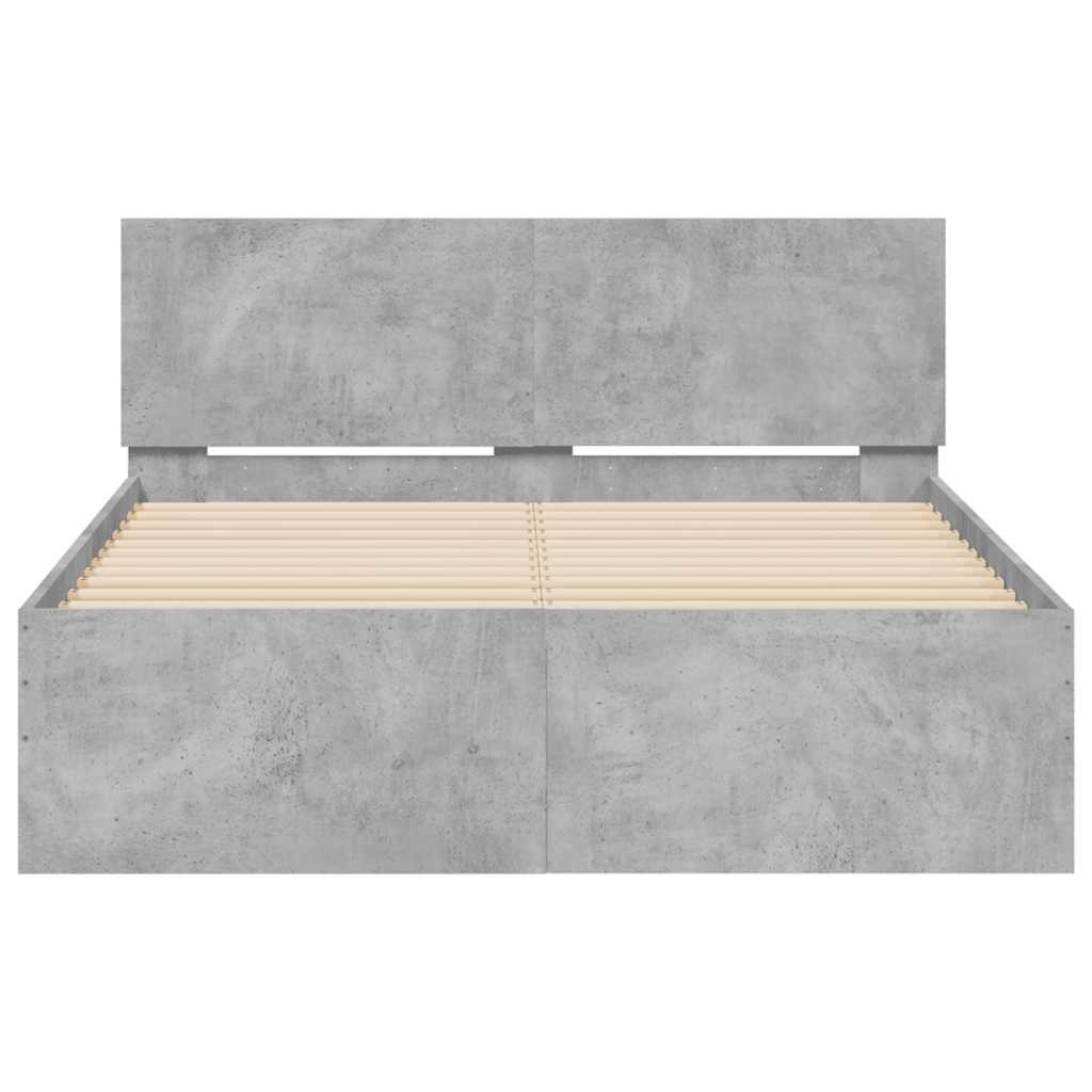 Rám Postele S Čelem A Led Osvětlením Betonově Šedý 140 X 190 Cm