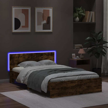 Rám Postele S Čelem A Led Osvětlením Kouřový Dub 140 X 190 Cm