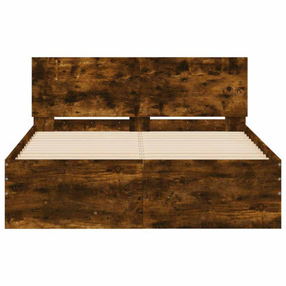 Rám Postele S Čelem A Led Osvětlením Kouřový Dub 140 X 190 Cm