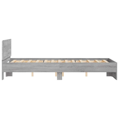Rám Postele S Čelem A Led Osvětlením Šedý Sonoma 140 X 190 Cm