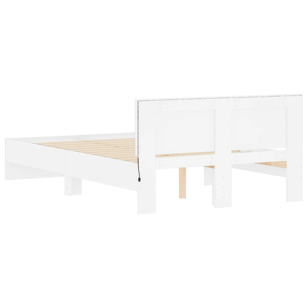 Rám Postele S Čelem A Led Osvětlením Bílý 135 X 190 Cm