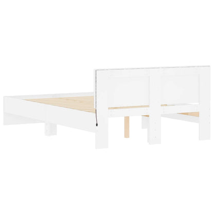 Rám Postele S Čelem A Led Osvětlením Bílý 135 X 190 Cm