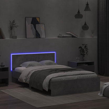 Rám Postele S Čelem A Led Osvětlením Betonově Šedý 135 X 190 Cm