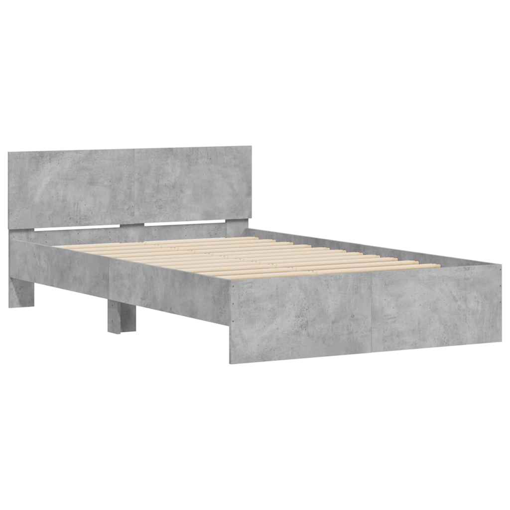 Rám Postele S Čelem A Led Osvětlením Betonově Šedý 135 X 190 Cm