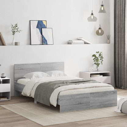 Rám Postele S Čelem A Led Osvětlením Šedý Sonoma 135 X 190 Cm