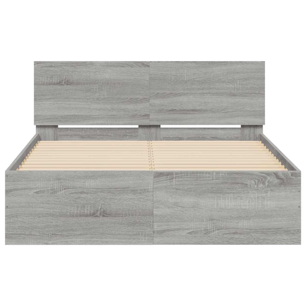 Rám Postele S Čelem A Led Osvětlením Šedý Sonoma 135 X 190 Cm