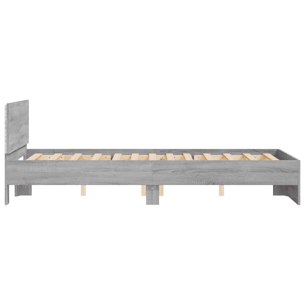 Rám Postele S Čelem A Led Osvětlením Šedý Sonoma 135 X 190 Cm