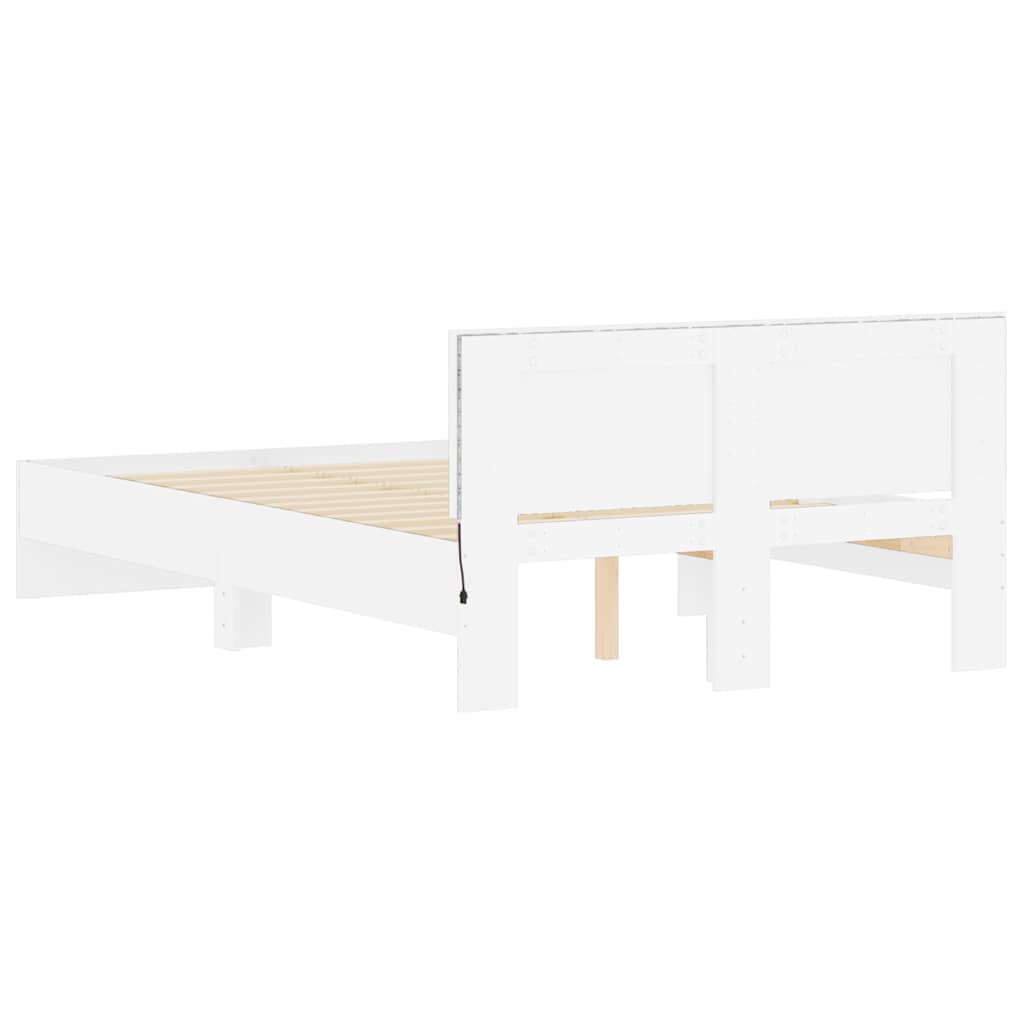 Rám Postele S Čelem A Led Osvětlením Bílý 120 X 190 Cm