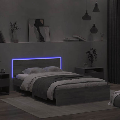 Rám Postele S Čelem A Led Osvětlením Šedý Sonoma 120 X 190 Cm