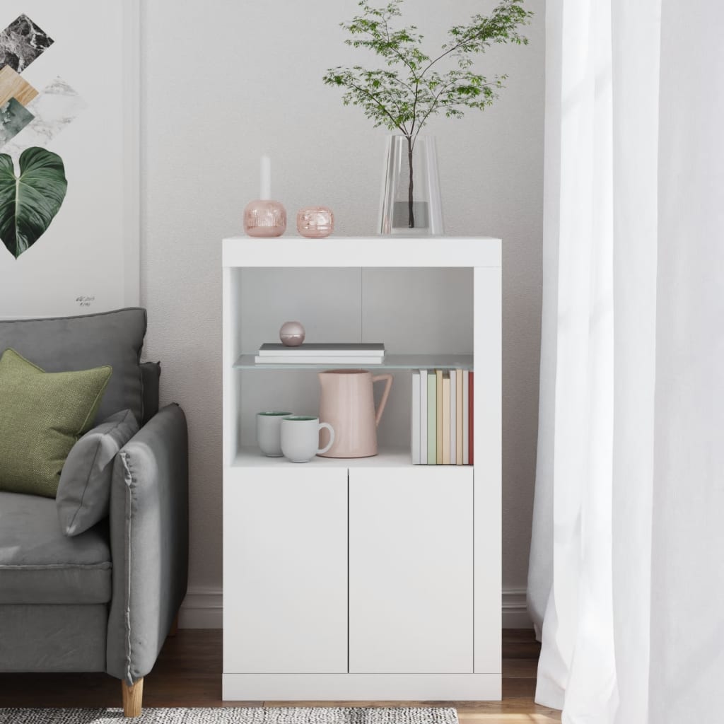 Odkládací Skříňka S Led Osvětlením Kompozitní Dřevo