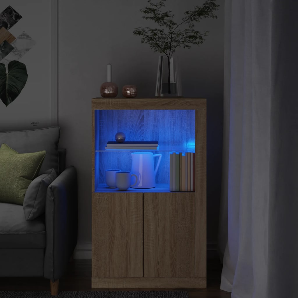 Odkládací Skříňka S Led Osvětlením Kompozitní Dřevo