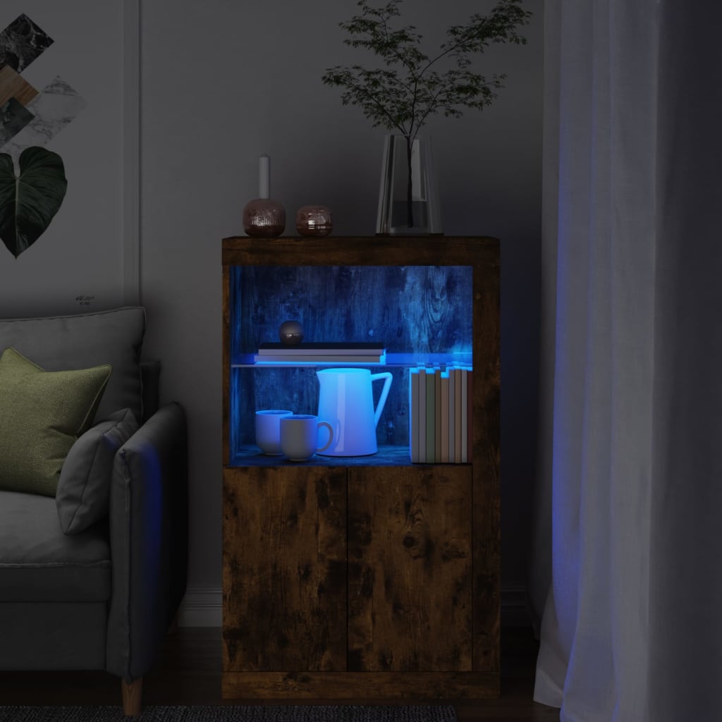 Odkládací Skříňka S Led Osvětlením Kompozitní Dřevo