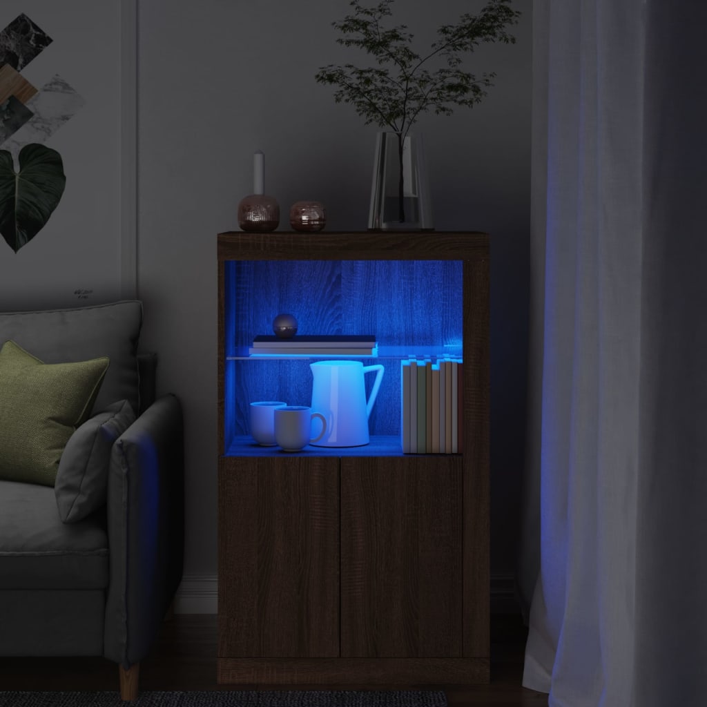Odkládací Skříňka S Led Osvětlením Kompozitní Dřevo