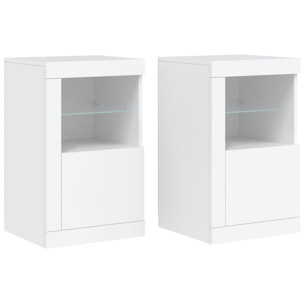 Odkládací Skříňky S Led Osvětlením 2 Ks Bílé Kompozitní Dřevo
