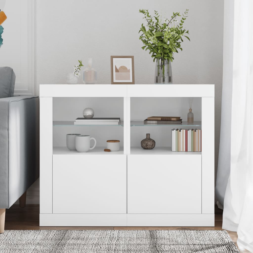 Odkládací Skříňky S Led Osvětlením 2 Ks Bílé Kompozitní Dřevo