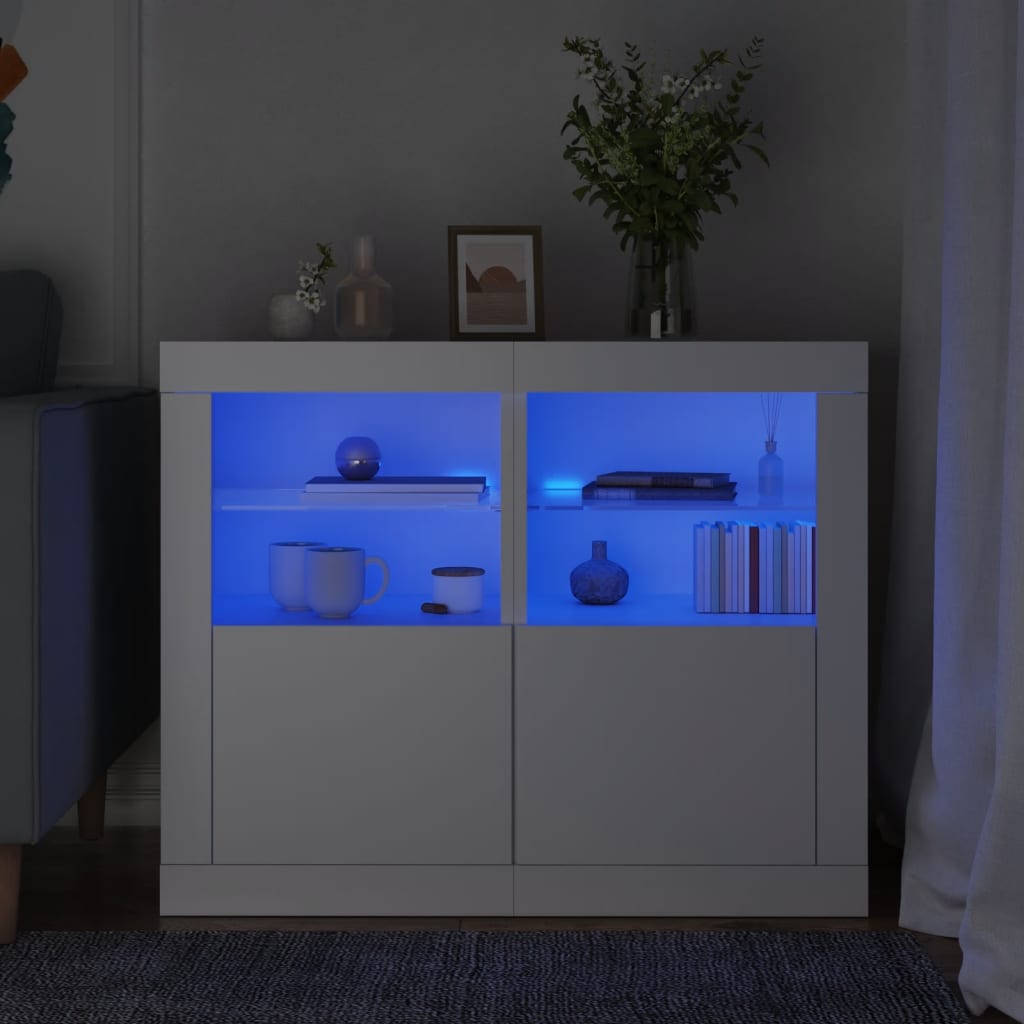 Odkládací Skříňky S Led Osvětlením 2 Ks Bílé Kompozitní Dřevo