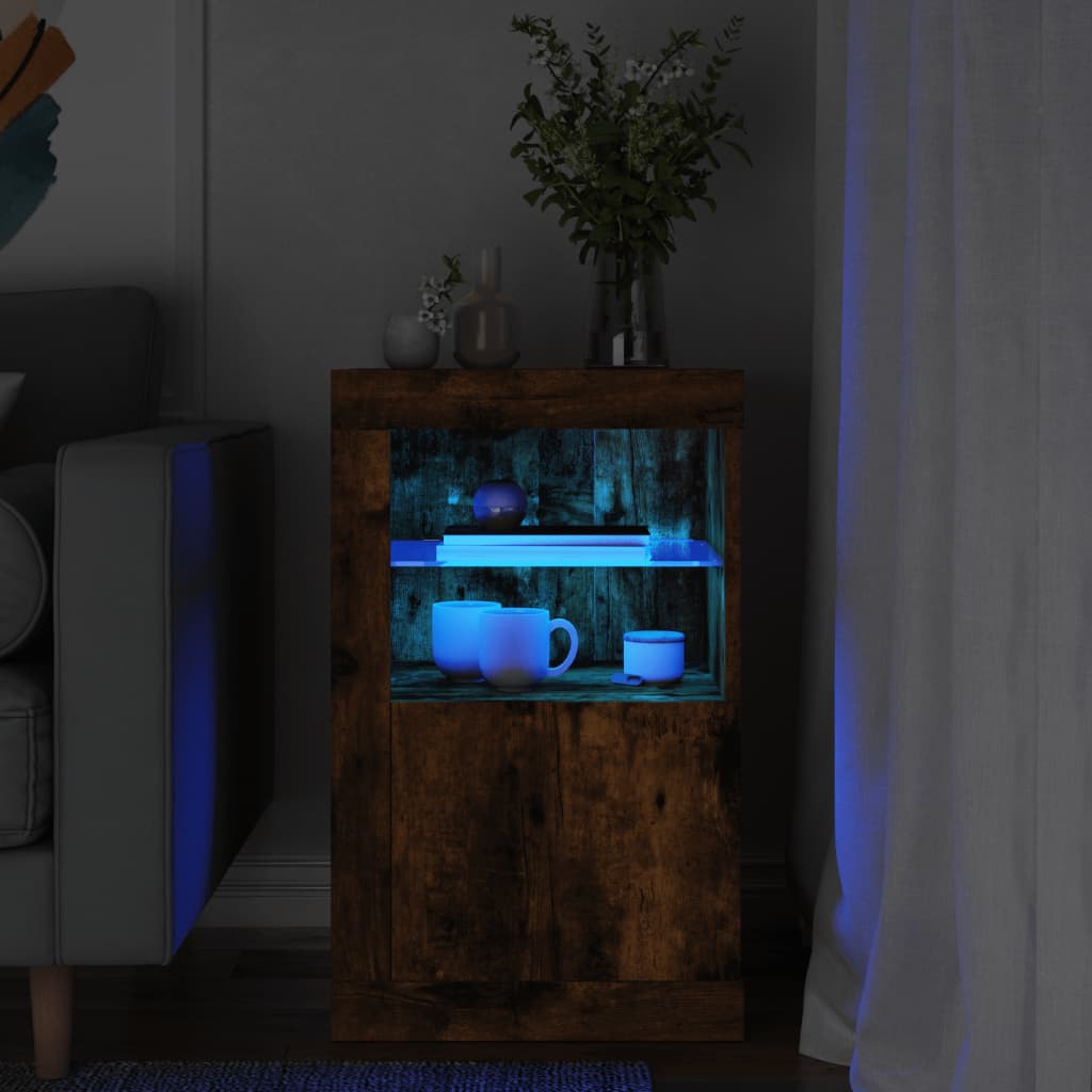 Odkládací Skříňka S Led Osvětlením Kompozitní Dřevo