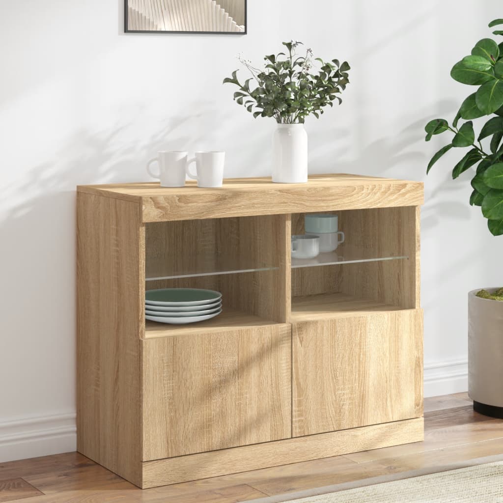 Příborník S Led Osvětlením Betonově Šedý 81 X 37 X 67 Cm
