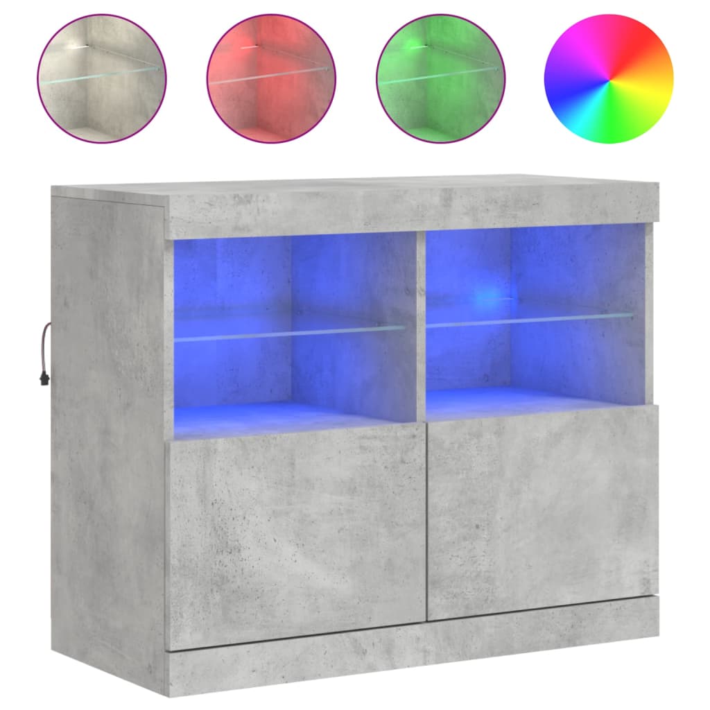 Příborník S Led Osvětlením Betonově Šedý 81 X 37 X 67 Cm