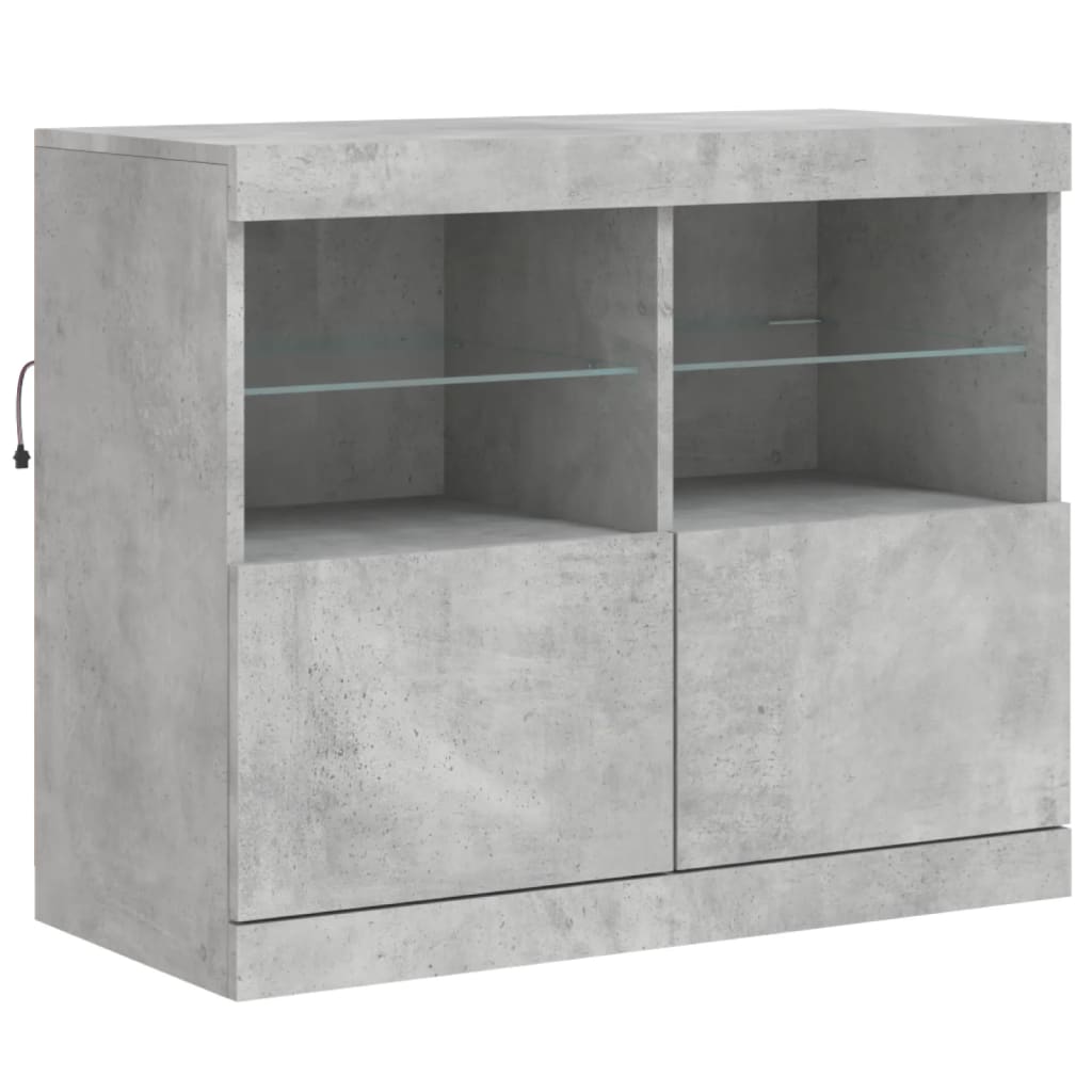 Příborník S Led Osvětlením Betonově Šedý 81 X 37 X 67 Cm