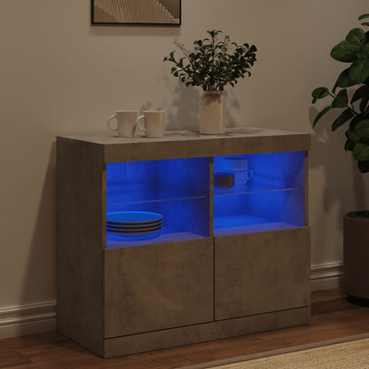 Příborník S Led Osvětlením Betonově Šedý 81 X 37 X 67 Cm