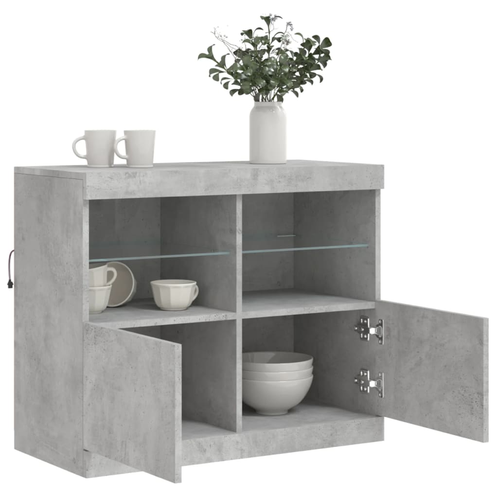 Příborník S Led Osvětlením Betonově Šedý 81 X 37 X 67 Cm