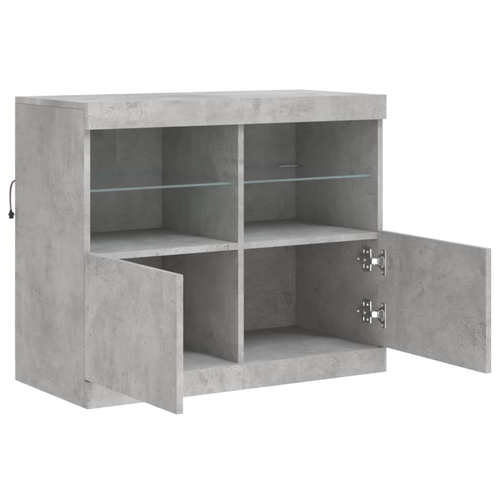 Příborník S Led Osvětlením Betonově Šedý 81 X 37 X 67 Cm