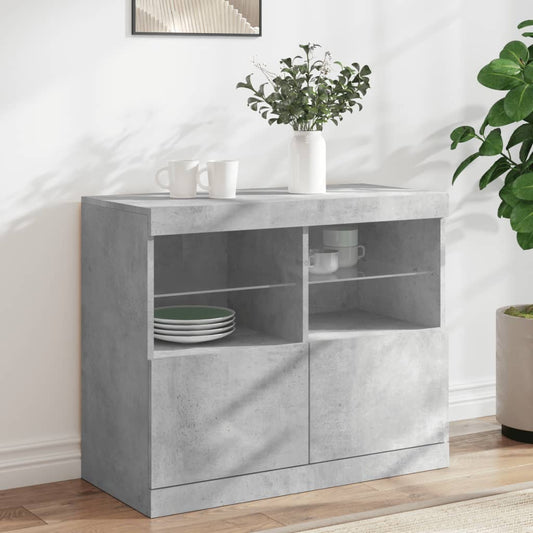 Příborník S Led Osvětlením Betonově Šedý 81 X 37 X 67 Cm