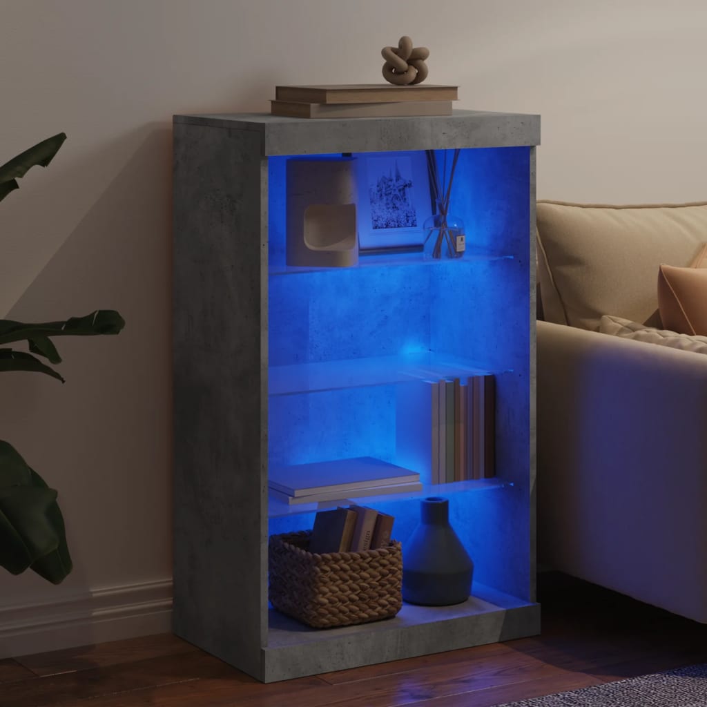 Příborník S Led Osvětlením Betonově Šedý 60,5 X 37 X 100 Cm