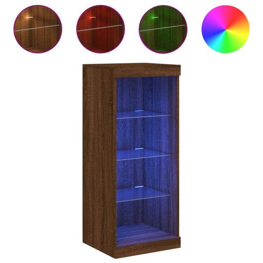 Příborník S Led Osvětlením Hnědý Dub