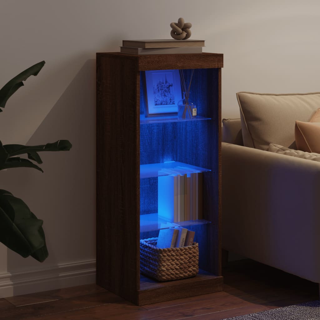 Příborník S Led Osvětlením Hnědý Dub