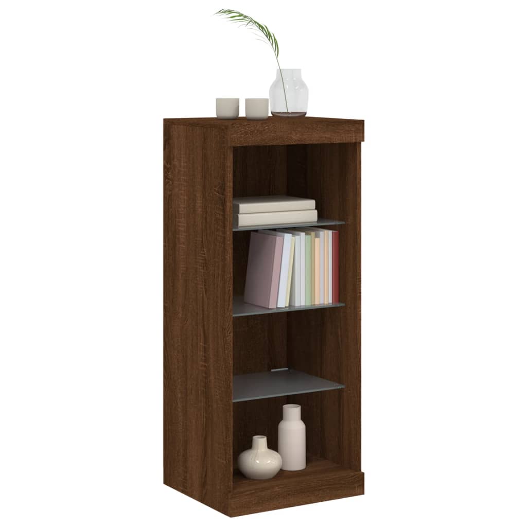 Příborník S Led Osvětlením Hnědý Dub