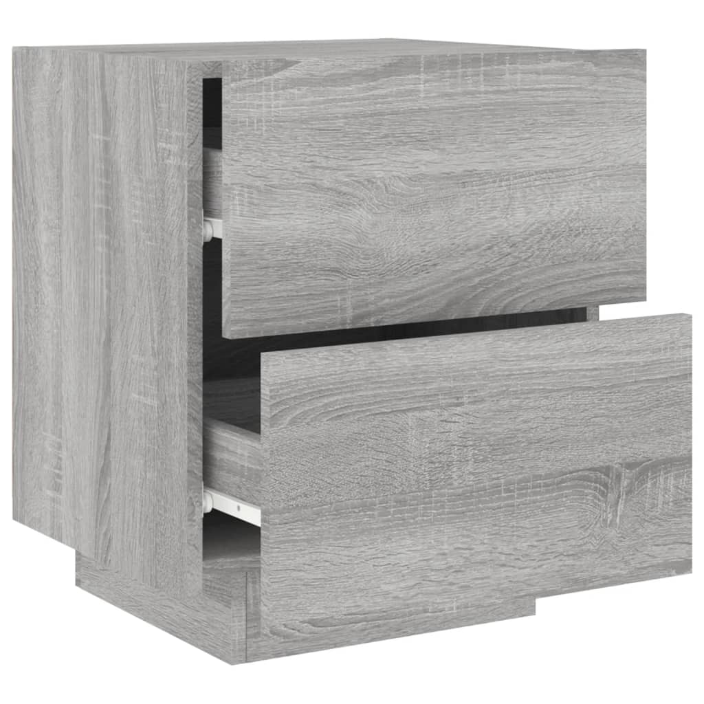 Noční Stolek S Led Osvětlením Šedý Sonoma Kompozitní Dřevo