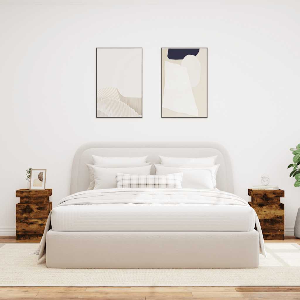 Noční Stolky S Led Osvětlením 2 Ks Kouřový Dub 35 X 39 X 55 Cm