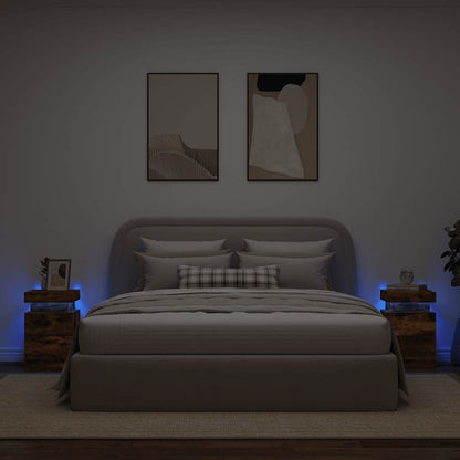 Noční Stolky S Led Osvětlením 2 Ks Kouřový Dub 35 X 39 X 55 Cm