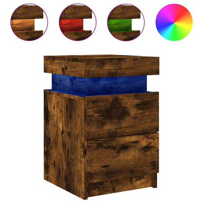 Noční Stolky S Led Osvětlením 2 Ks Kouřový Dub 35 X 39 X 55 Cm
