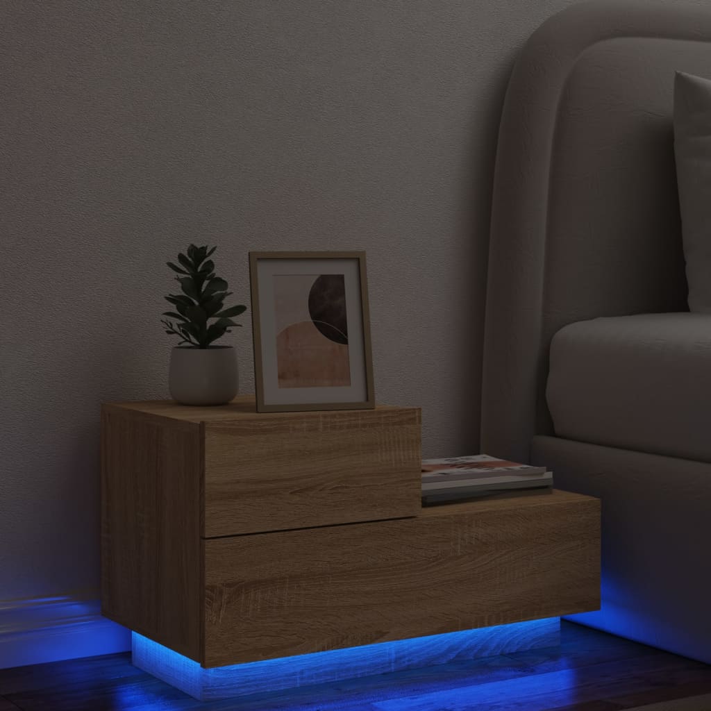 Noční Stolek S Led Osvětlením 70 X 36 X 40,5 Cm