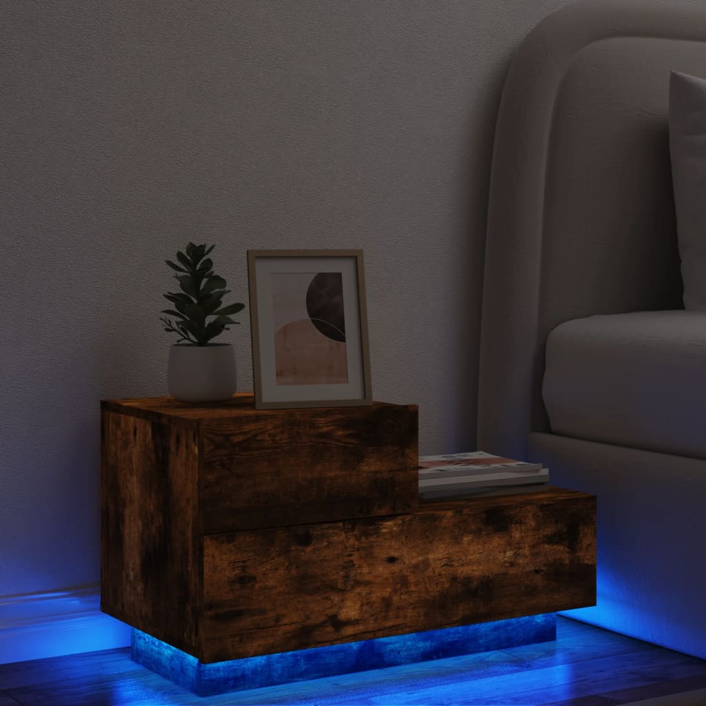 Noční Stolek S Led Osvětlením 70 X 36 X 40,5 Cm
